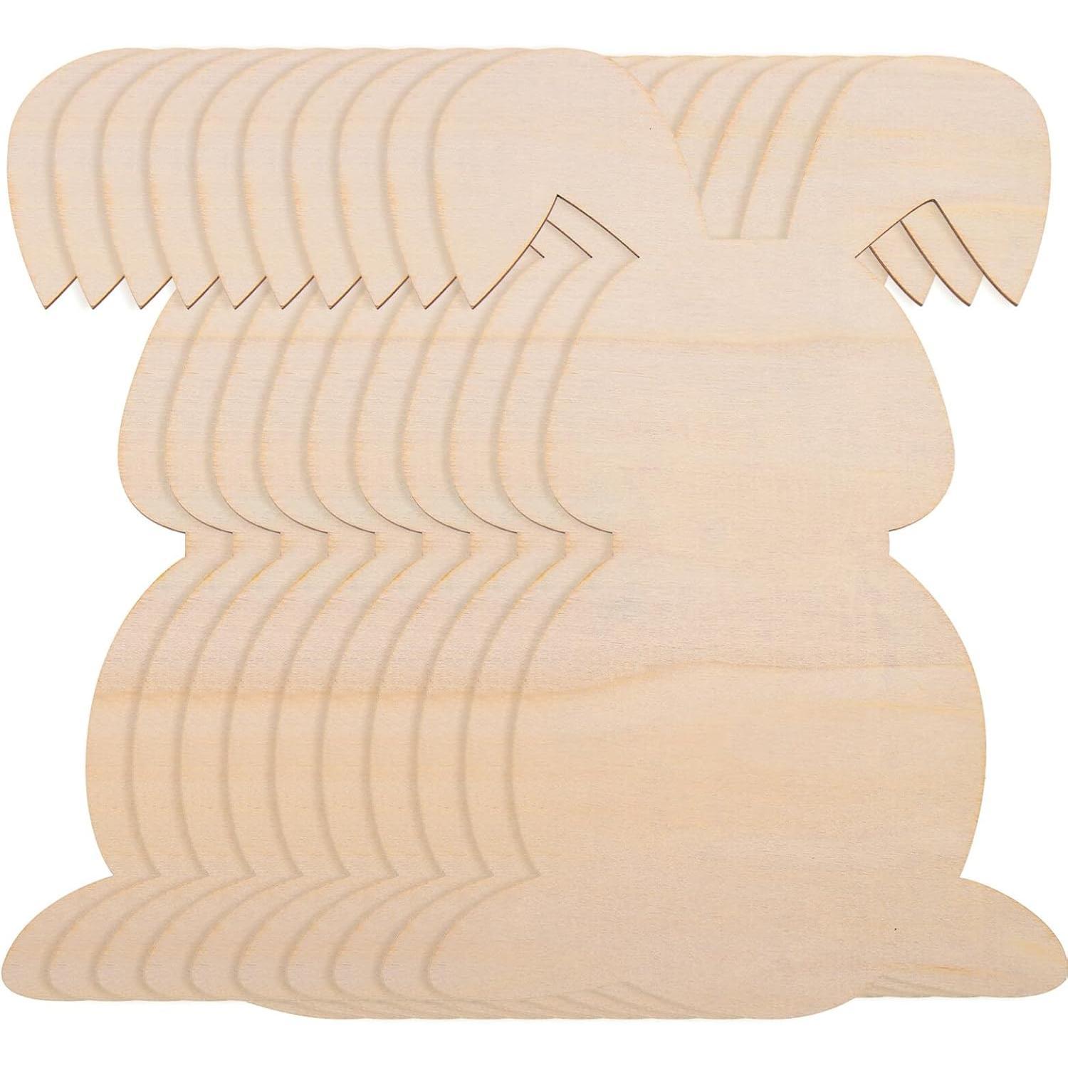 TEMU 10pcs Rabbit Shaped Wood Chips Wooden Slices Graffiti Wooden Slices Wood Easter Decorations Diy Wood Slices Wooden Bunny For Crafts Graffiti