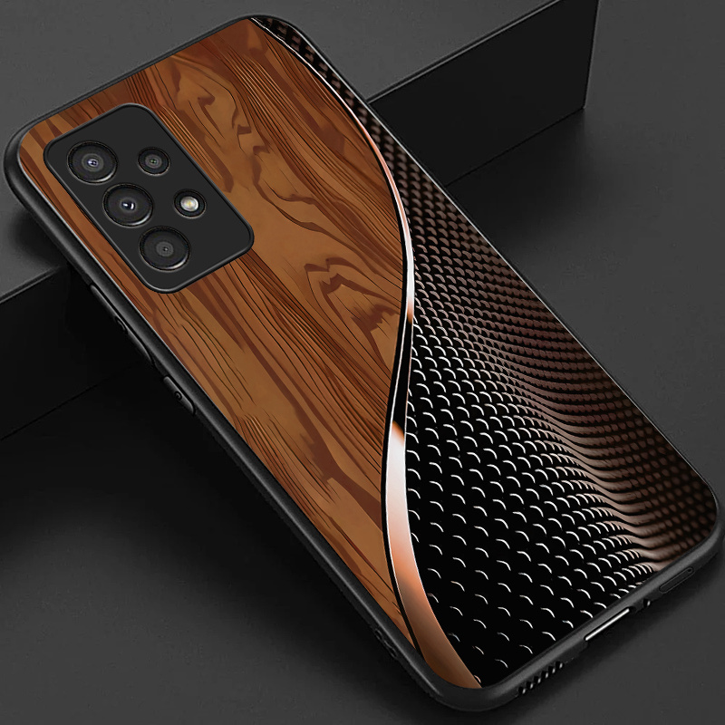 TEMU Phone Case - For A13 Phone Case, Elegant Glossy Glass Back Cover With Black, Green, And Brown Grain And Scales Design, Ideal For Business Gifts