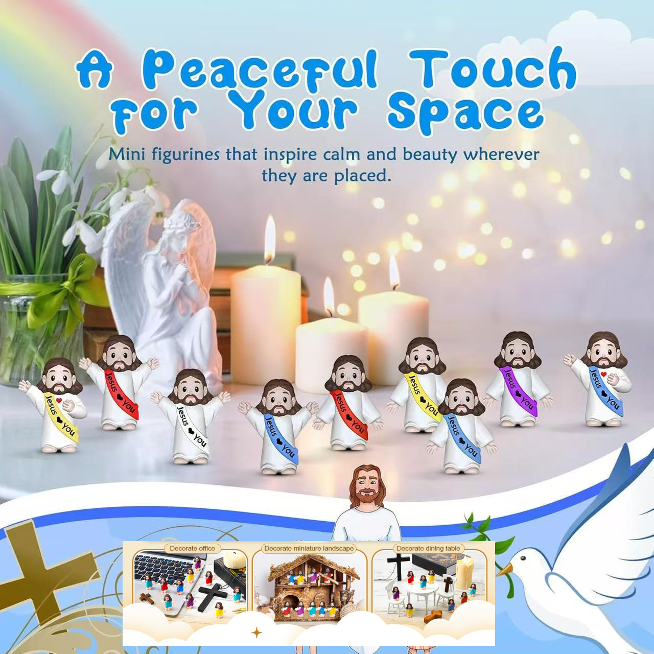50件，派对中心件，迷你耶稣雕像，松散的小耶稣雕像，基督救世主寻宝，第一次圣餐，vbs手工艺品，教堂，周日宗教派对礼物，洗礼礼物 商品详情 1