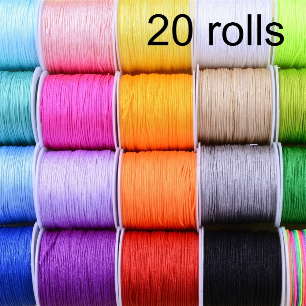 TEMU 20 Rolls/pack Vibrant Nylon Cords Kit For Diy Braided Bracelets, Keychian, Bag Pendant - Chinese Knotting Cord Nylon Rope Beading Thread String