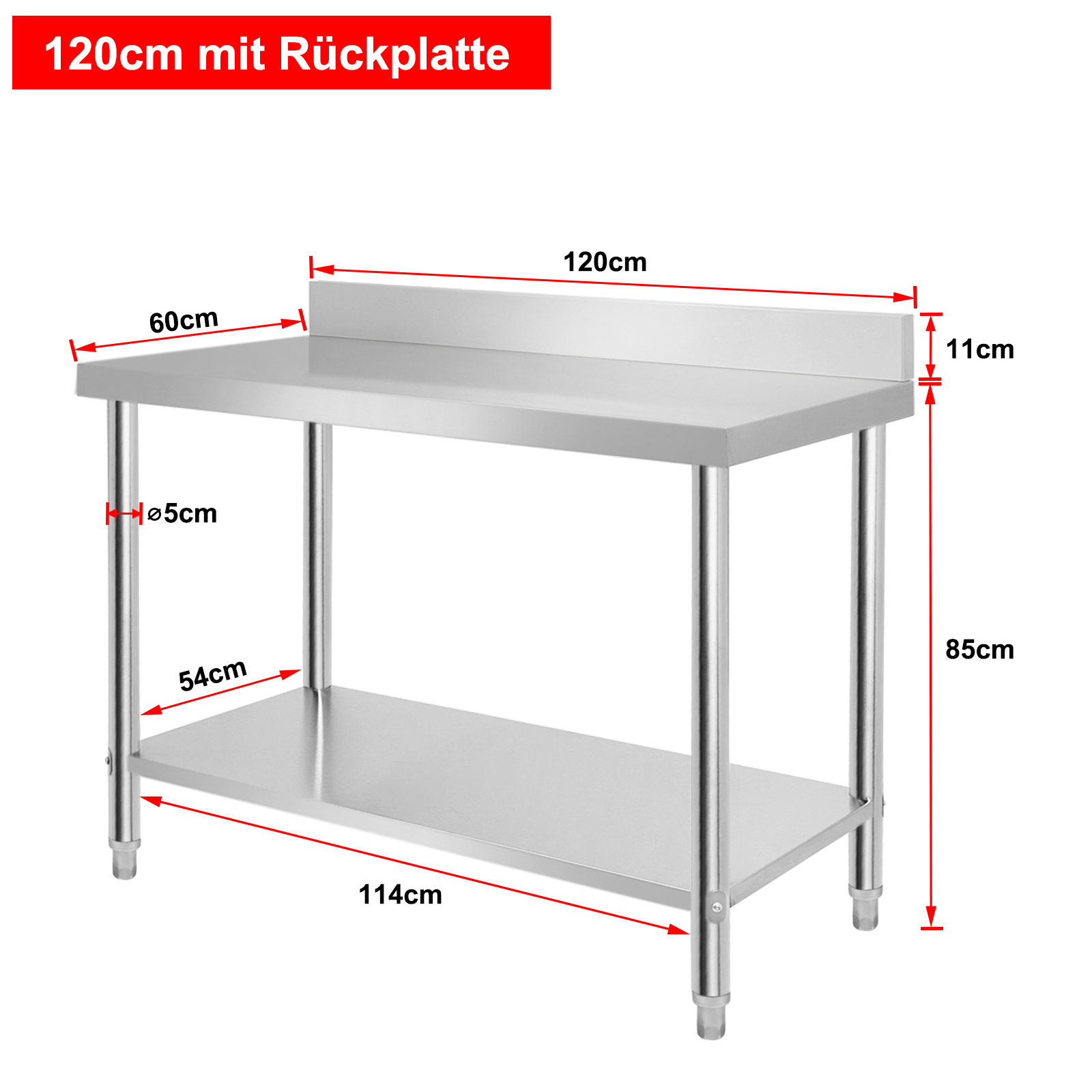 TEMU Heavy-duty Utility Station Featuring A Dual-tier Stainless Steel Workbench With Adjustable Support Columns, Ideal For Use In Garages, , Laundry
