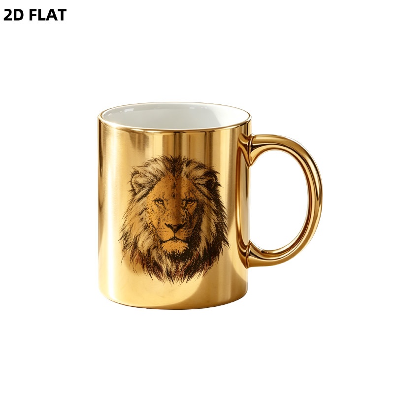 TEMU Vintage 2d Flat Sketch Style Print Ceramic Novelty Mug, Electroplated 11oz Coffee Cup, Perfect Gift For , Family, & Couples On Birthday,