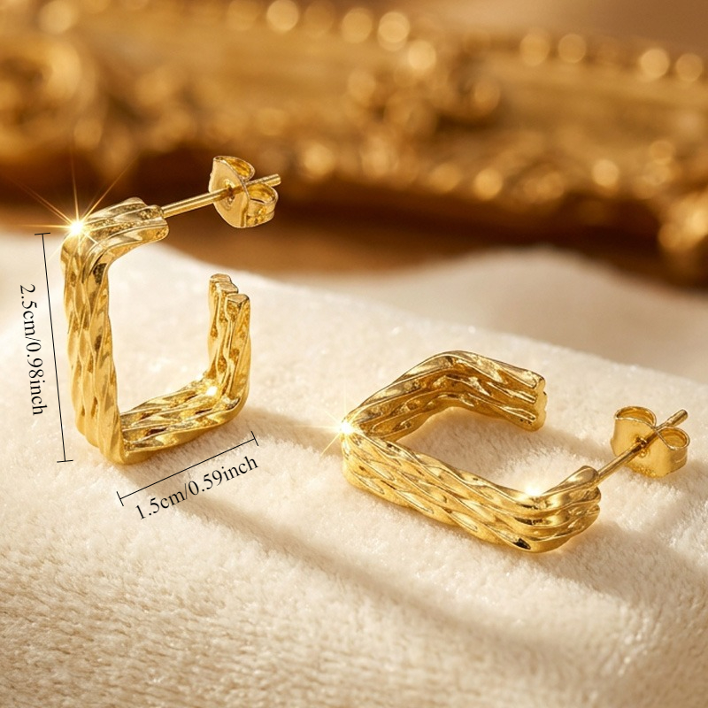 Women's Golden Twisted C-shaped Earrings, Everyday Elegance
