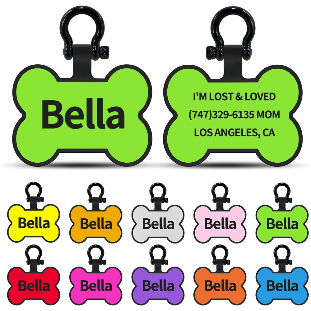 TEMU Personalized Silicone Pet Id Tag For Dogs Cats Double Sided Custom Name Phone Bone Shaped Tag Small Medium Pets Silent Daily Use Cute Fashion