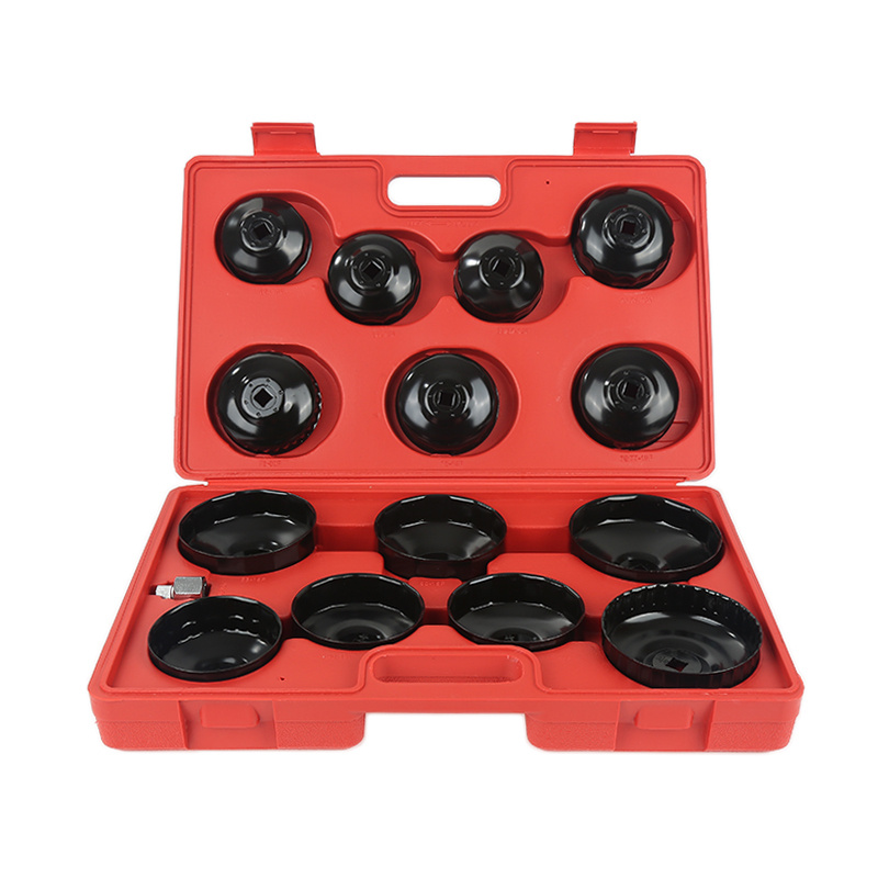 Image of 14pcs Cap-style Oil Filter Wrench Set, For Installing And Removing Oil Filters.