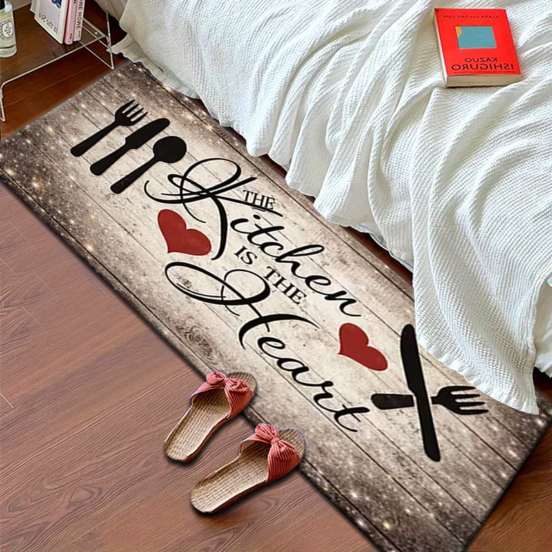 TEMU 1 tappeto per corridoio da cucina, da cucina a forma di cuore con coltelli e forchette, tappetino decorativo per ingressi e camere da letto, per