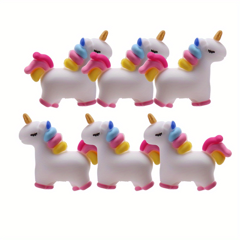 Image of 6 Beads In A Unicorn Shape, Suitable For Crafts, Lanyards, And Bracelets - Rubber Beads For Pen And Jewelry Making