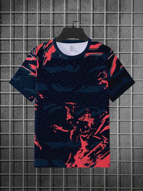 mens casual sports 3d print t shirt vibrant street breathable regular fit with a round neck machine washable summer casual gift artistic fashion comfortable fabric for everyday wear