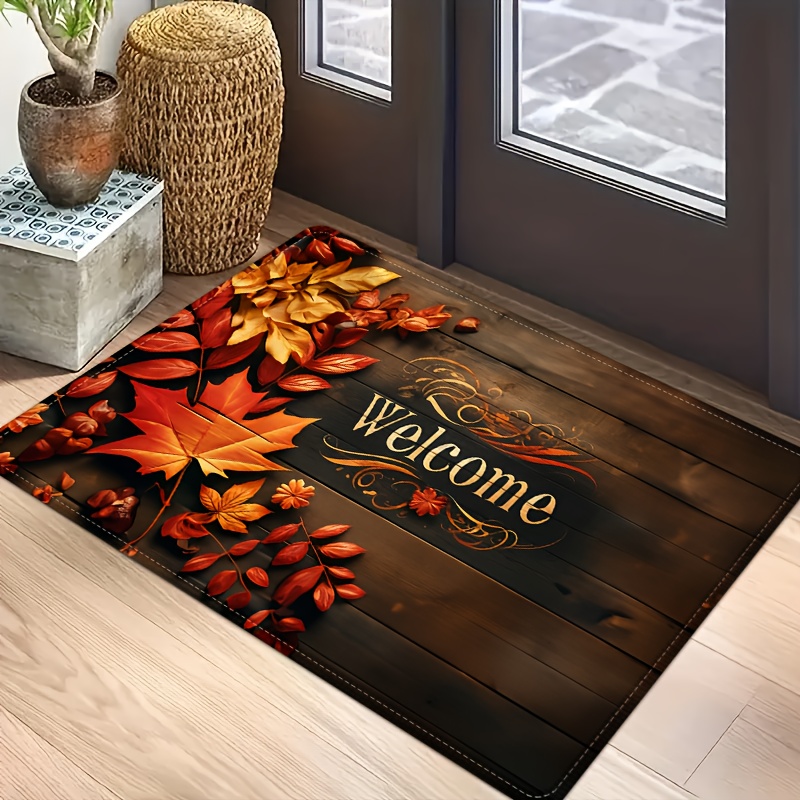 Image of Machine Washable, Non-slip, And Durable Autumn-themed Welcome Mat - Ideal For Home Doorways