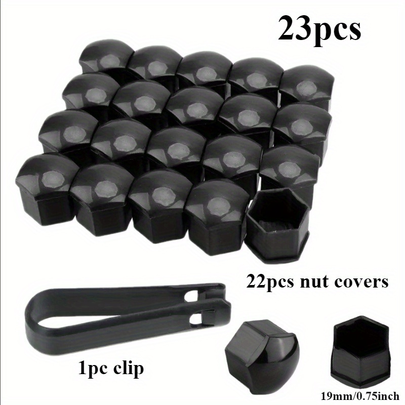 23pcs Car Cover, Universal Pp Wheel Nut Protective Cover, 2 Nut Covers+quick Release Clip, 17mm/ 19mm/ 21mm Tire Cap Modification Accessory, Rust Proof, Beautiful And Durable, , Car Parts