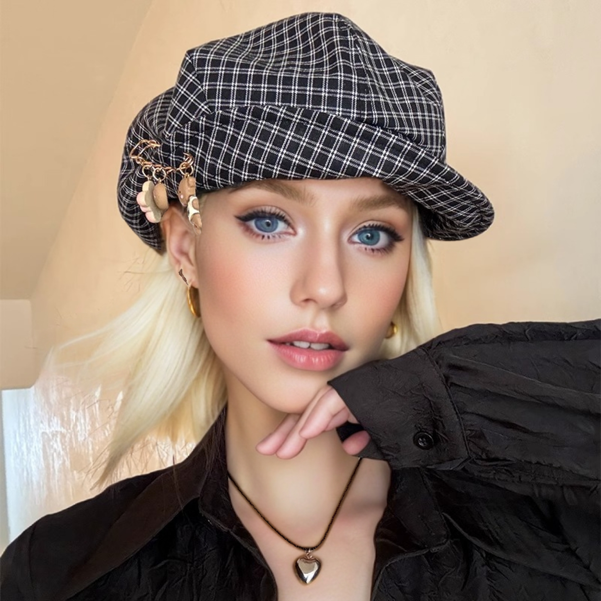 little bear black beret women spring - Temu display picture 3
