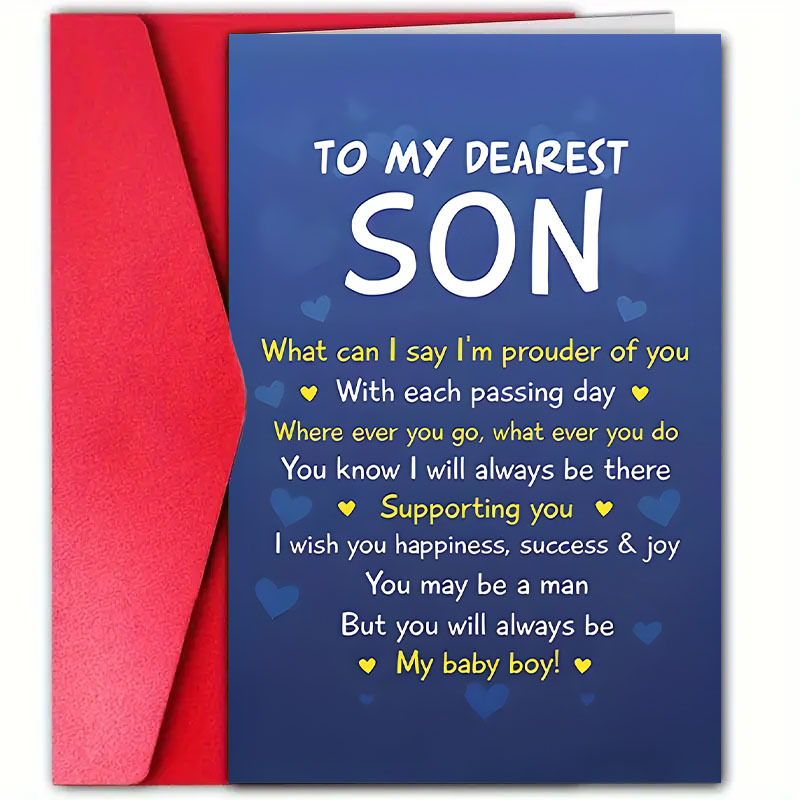 

1pc Birthday Card For Son With , 12cm*18cm - Message Of Support & Love, Ideal For Family, Friends & - High-quality, Special Greeting Card For All , Wishing , & Joy