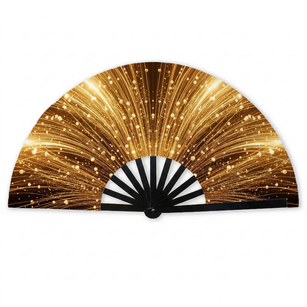 TEMU 1 pièce Éventail à main moderne de luxe rayon de soleil doré brillant - Élégant et pliable, convient pour spectacles, fêtes, , cosplay -