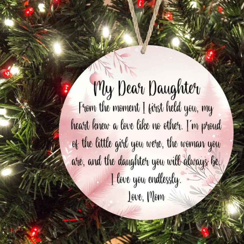 TEMU Ornements 2D plats Fils et Fille, Ornements de Noël de la part de Maman, Ornements de Noël, Ornements de Fêtes Familiales