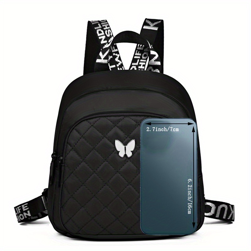 Mochila acolchada unisex, bolso de hombro para viaje y casual, con correas ajustables, múltiples compartimentos y logo de mariposa, disponible en 4 colores (negro, rojo, morado, azul), mochila para viajar con cierre de cremallera seguro