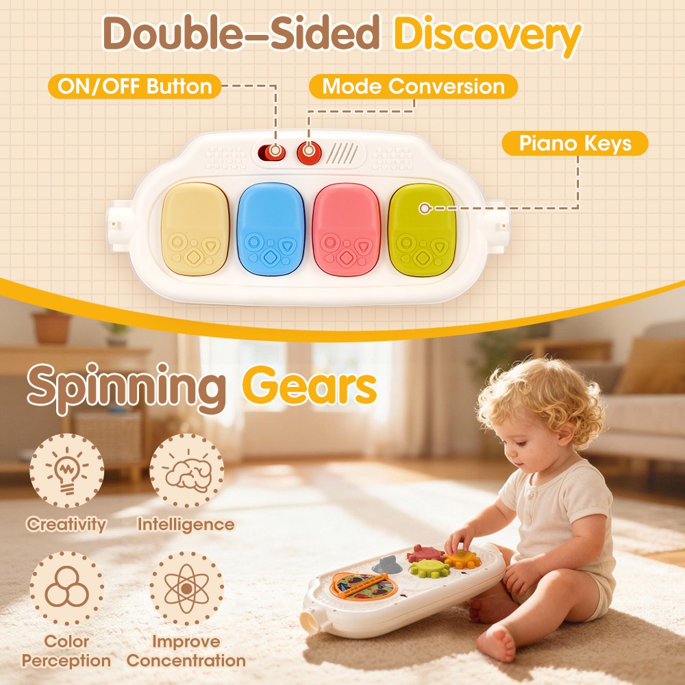7-in-1 Baby Play Mat, Kick And Play Piano Gym with Portable Musical Toy, Adorable Animal-Themed Baby Play Gym, Tummy Time Mat Promote Motor Skills & Sensory Development Mat for Newborn Baby, Green, Blue, Pink, Yellow, Baby Play Mat Activity Center - Image 12