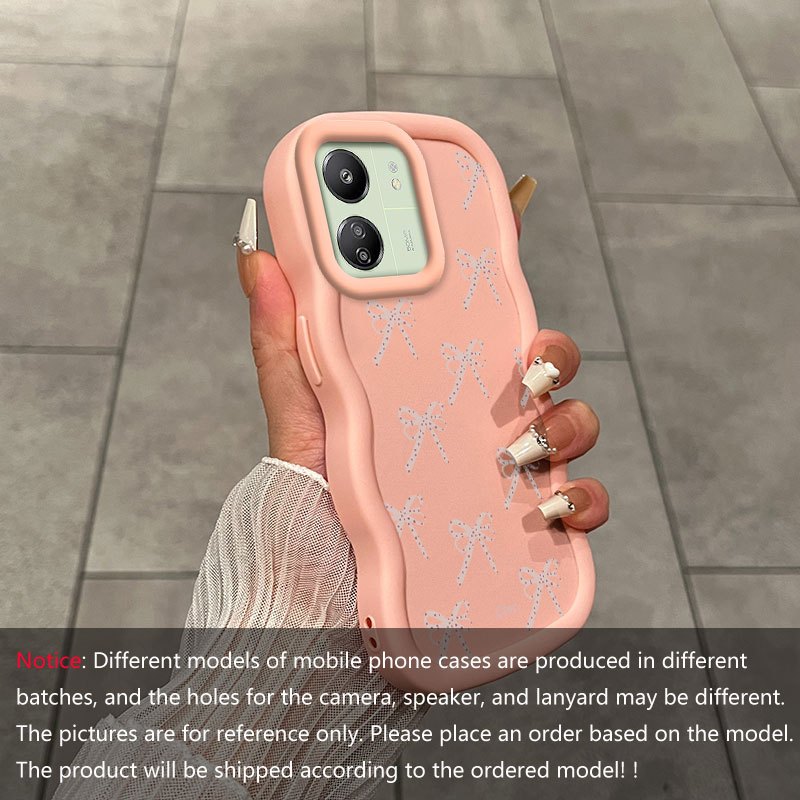 TEMU Phone Case - Polka Dot Bow Phone Cover Designed To Your For Redmi 13c, Featuring A Flexible Design Perfect For Entertainment