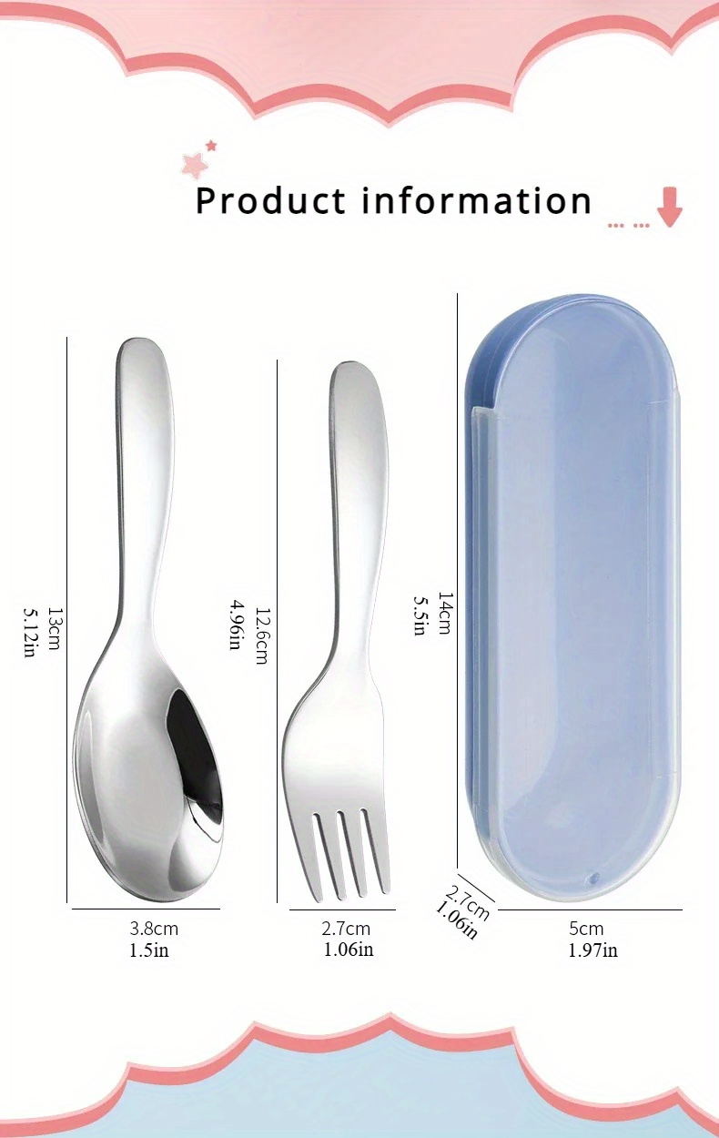 2pcs 1 set portable spoon fork tableware outdoor camping stainless steel cutlery set for hiking outdoor camp cooking supplies Product details 1