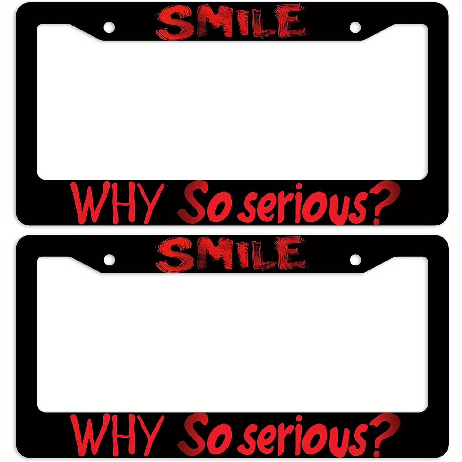 TEMU 1pc Rust-proof Aluminum License Plate Frame - " Face" And "?" Humorous Decorations Appealing To Men And Women, Universal Size, In The Us, Metal
