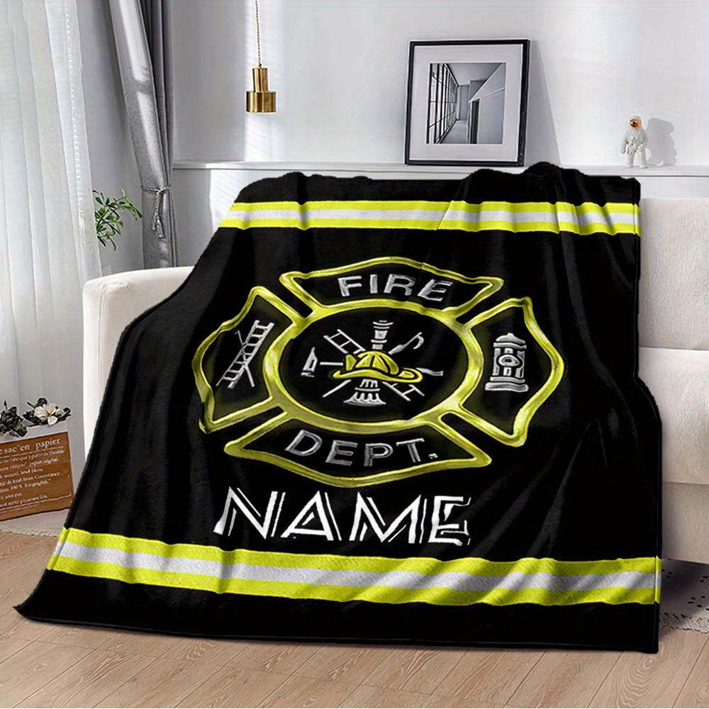 

Custom Firefighter-themed Name Blanket - Soft, For Sofa, Bed, Office Chair | Perfect Gift For Birthdays & Graduations