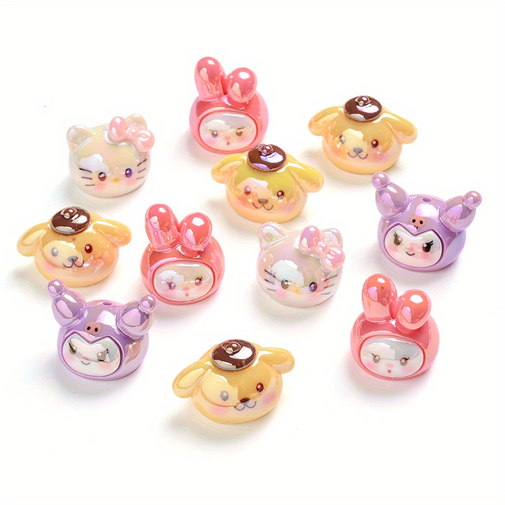 10pcs Mixed Resin Beads - My Melody, Pompompurin, Badtz-, Perfect For Jewelry Making, Bracelets, Necklaces, Phone Charms, Halloween, Christmas Gifts And Random Color Mixing