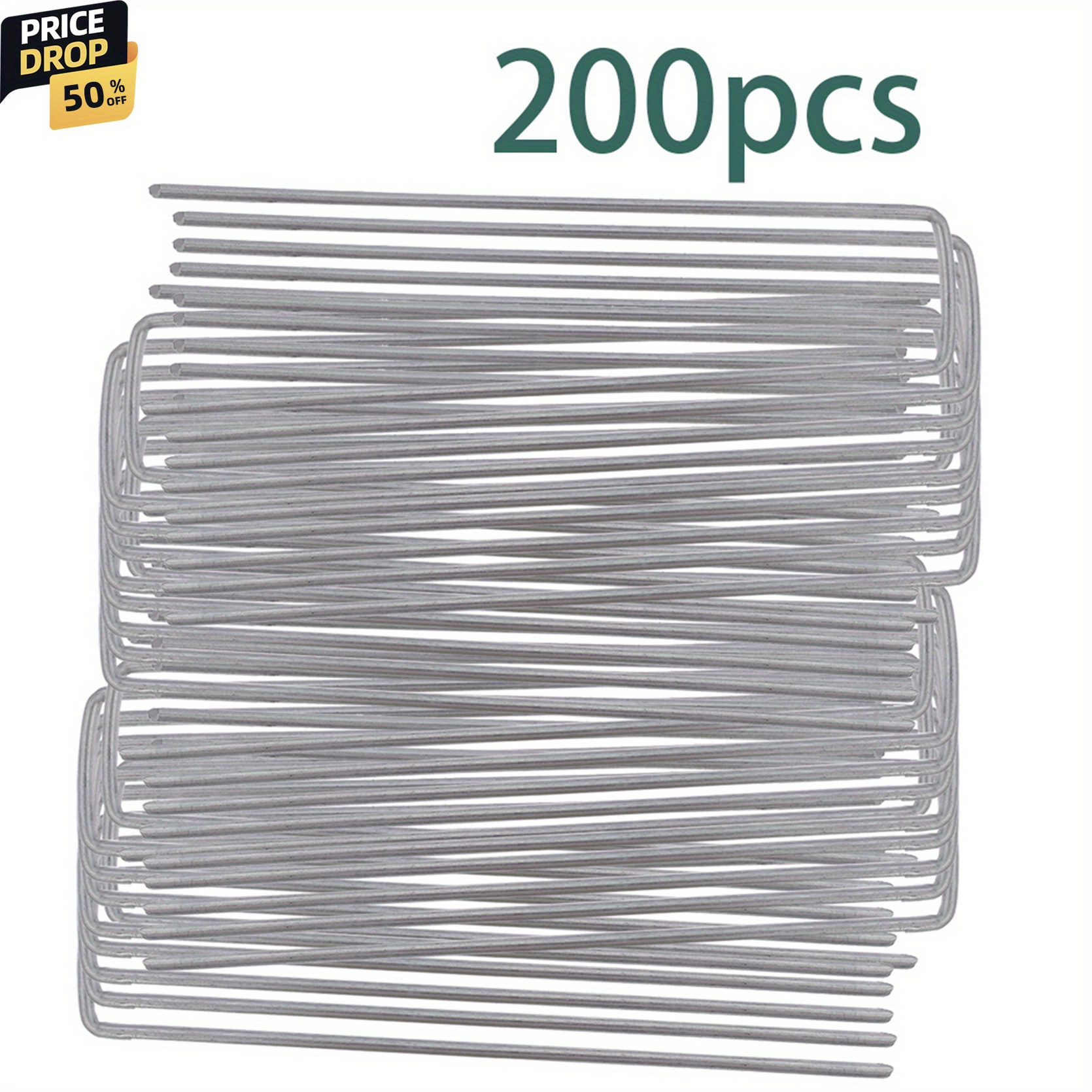 

200pcs Heavy Duty Galvanized Barrier - 6 Inch, 3mm Landscape Fabric Pins For Garden, Lawn, And Outdoor Use - Rust-resistant Steel Stakes For Secure Landscaping, Landscape Fabric Barrier