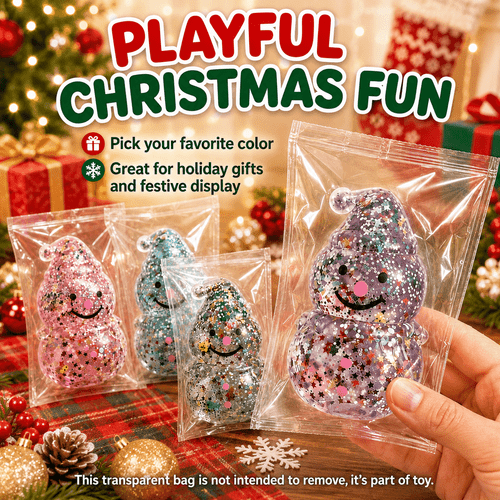 christmas glitter snowman slow rebound toy soft squeeze sensory fidget desk toy cute stress relief toy for classroom rewards christmas party supplies stocking stuffers holiday gifts random color