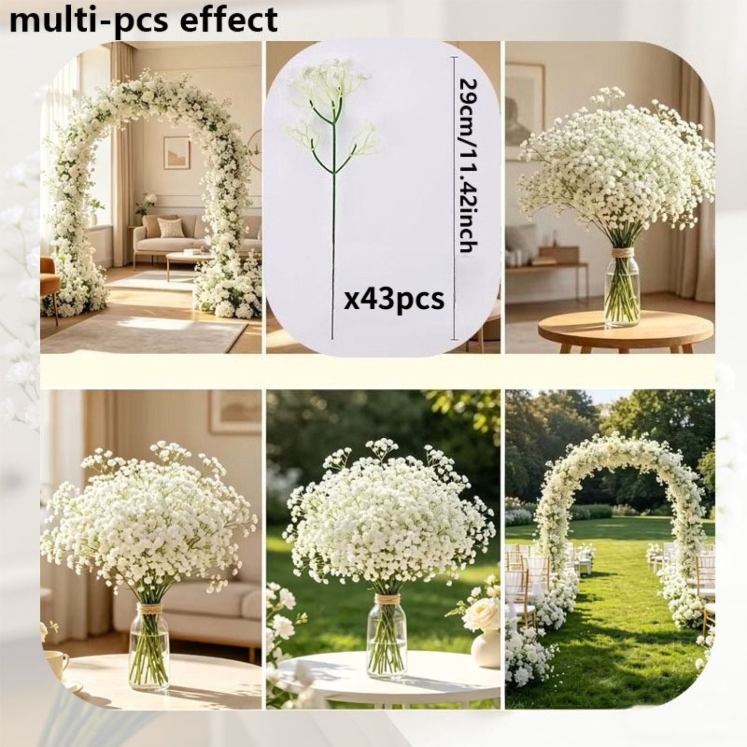 TEMU 43 Bunches, 1290 Flowers - Artificial Dandelions, White Artificial Small White Flower Bouquets, Suitable For Wedding And Birthday Decorations,