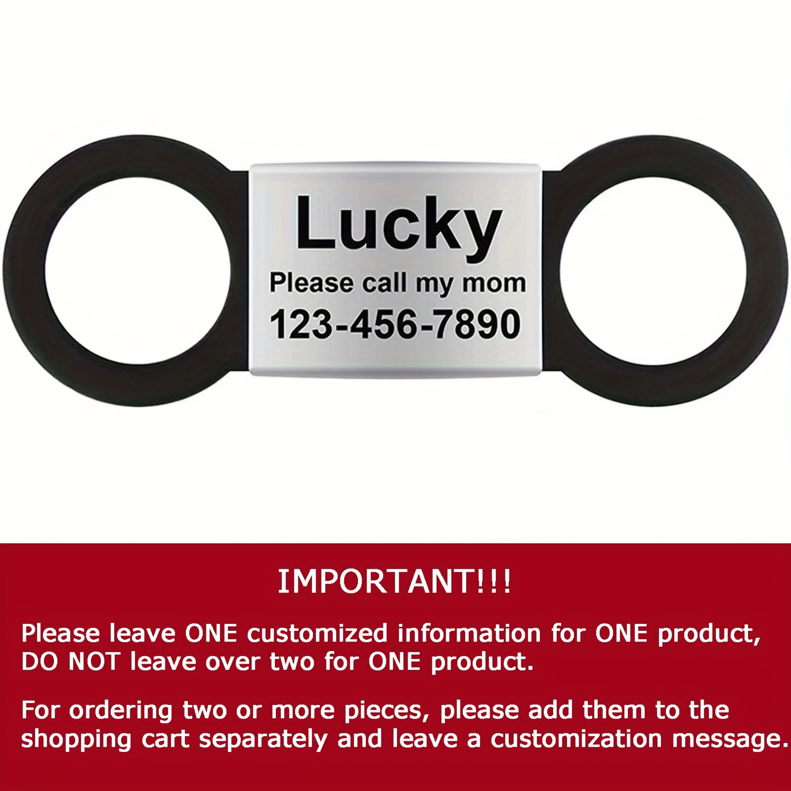 TEMU Sliding Pet Id Tag, Personalized Dog Name Plate, Engraved Dog Plaque, Universal Design Suitable For Most Style Pet Collars