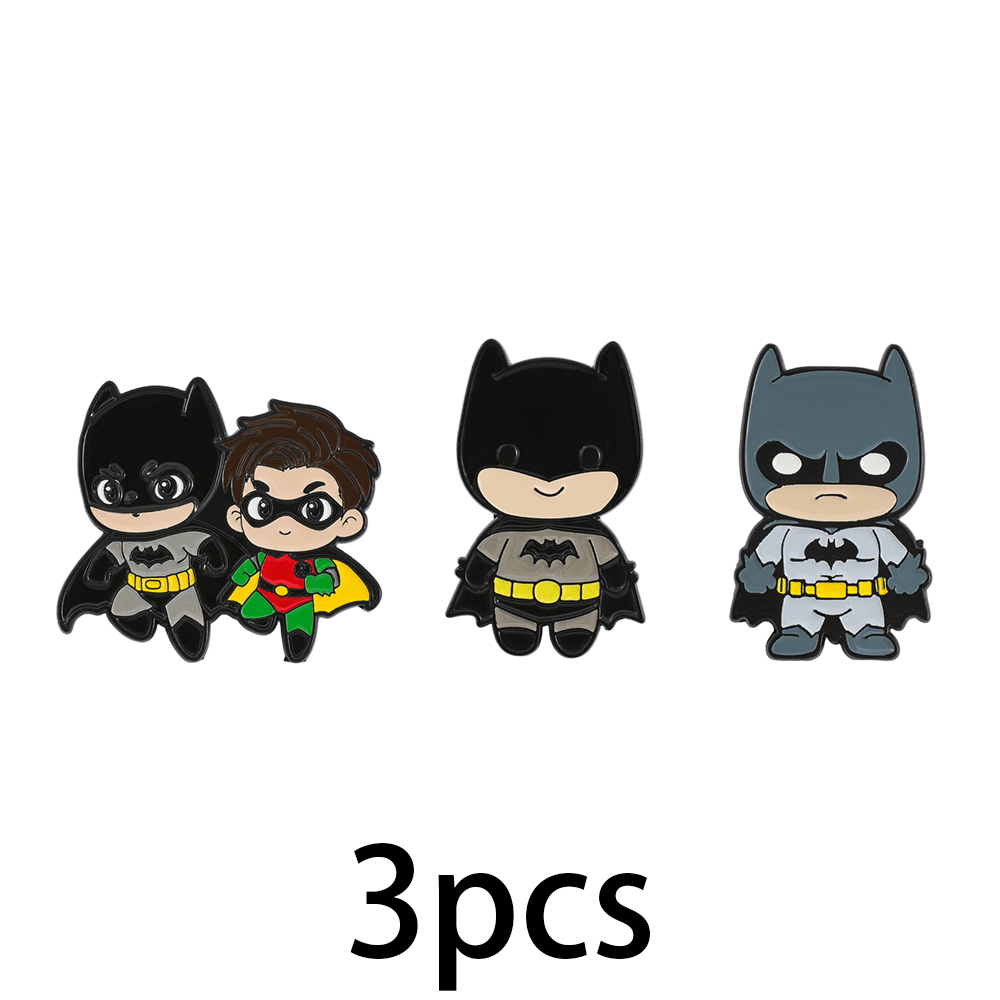 TEMU 3pcs Creative Cartoon Anime Cute Robin Batman Enamel Pin Metal Badge Jewelry Clothing Backpack Additions Gift