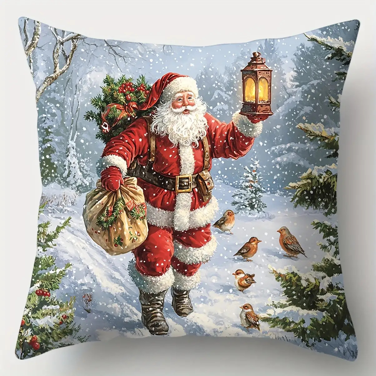 ensemble de 4 pièces, housses de coussin de noël, 44,96 cm x 44,96 cm, impression  , décoration de noël, housses de coussin lombaire pour canapé,   coussin 45x45 cm