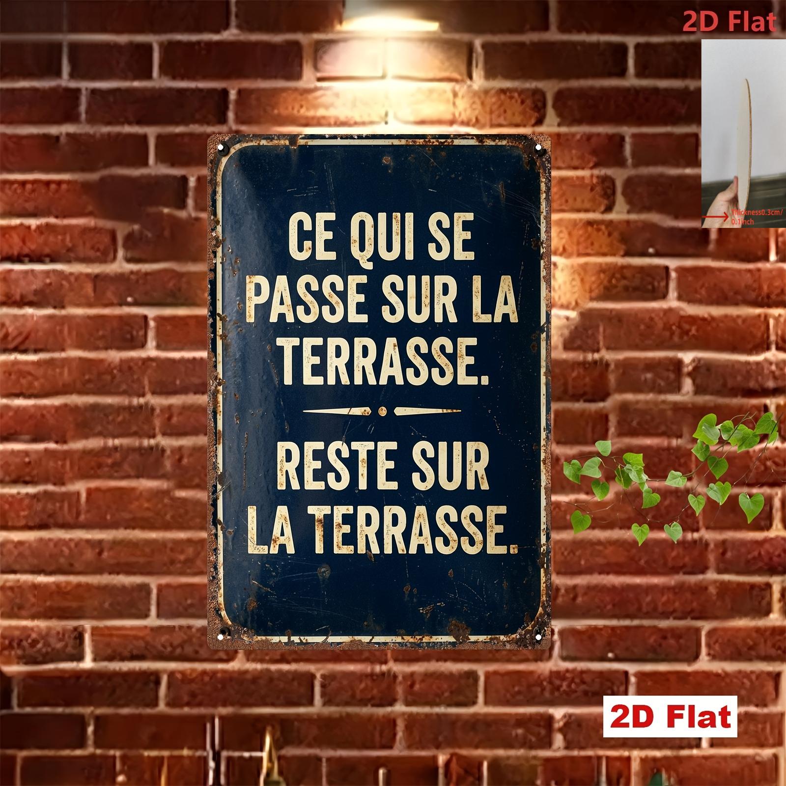 TEMU Plaque en bois plate 2D, impression plate bidimensionnelle, style français vintage, adaptée à toutes . Présente le slogan « qui se passe dans ,