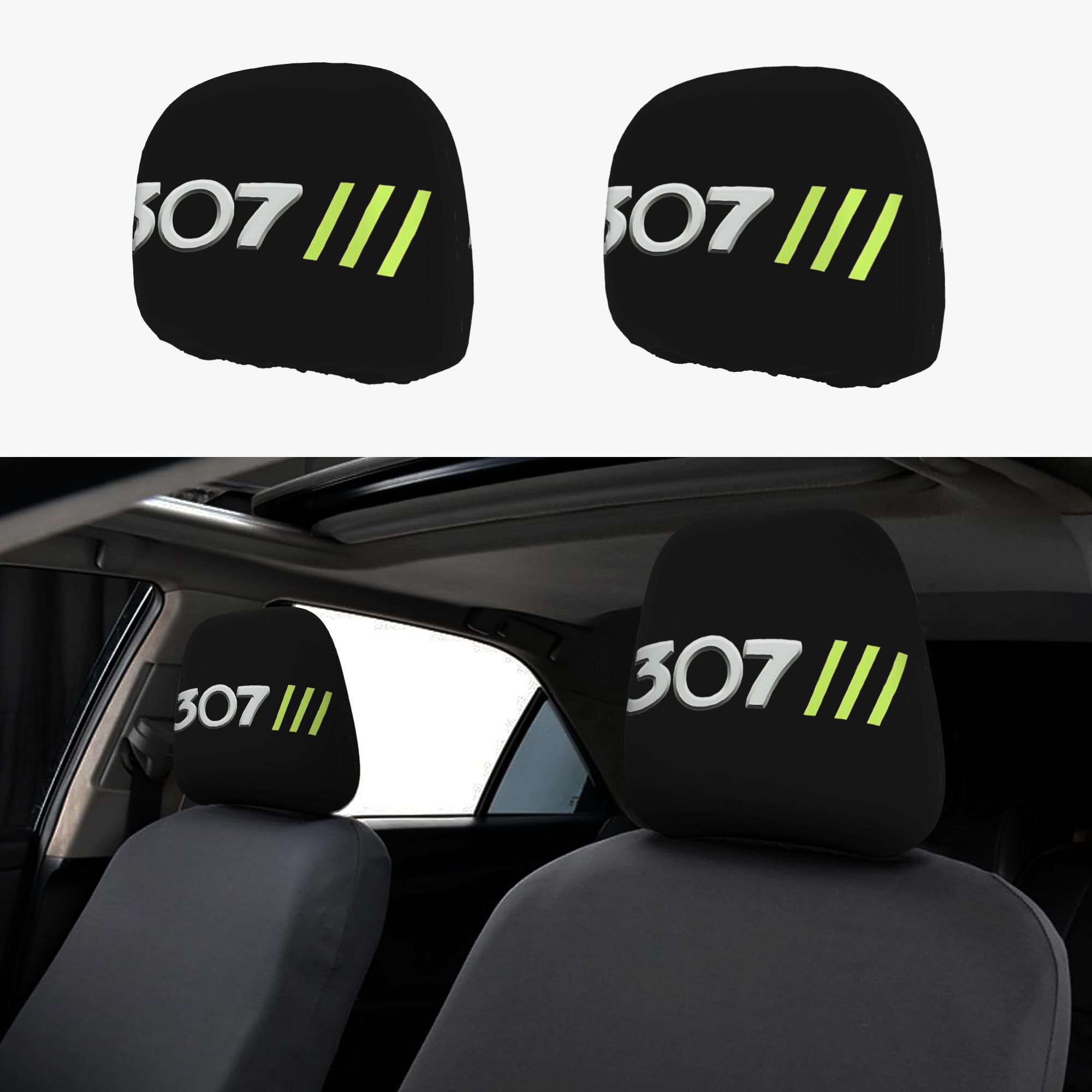 TEMU Lot de 2 housses d'appui-tête de voiture avec imprimé lettre 307, protections, ajustement confortable universel pour les et les quotidiens,