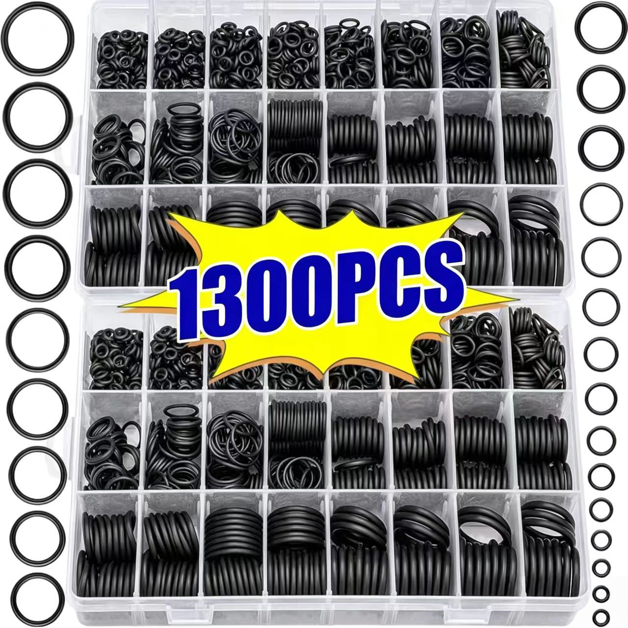 TEMU 1300-tlg. Nbr -ring Sizes, Heat Oil Resistant, For Pressure Washer, Plumbing System, Universal Seal Kit