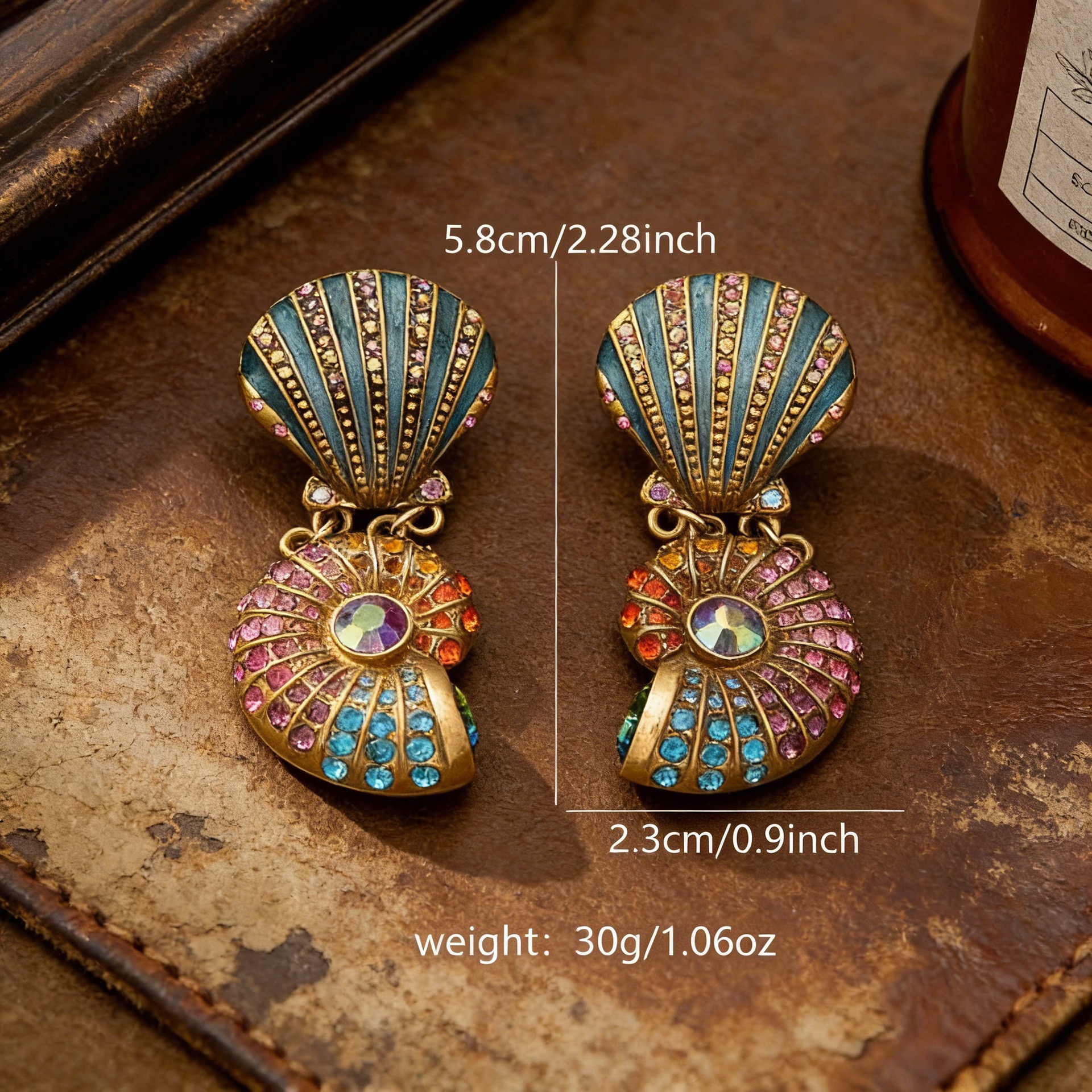 Women's Vintage Marine-Themed Enamel Stud Earrings