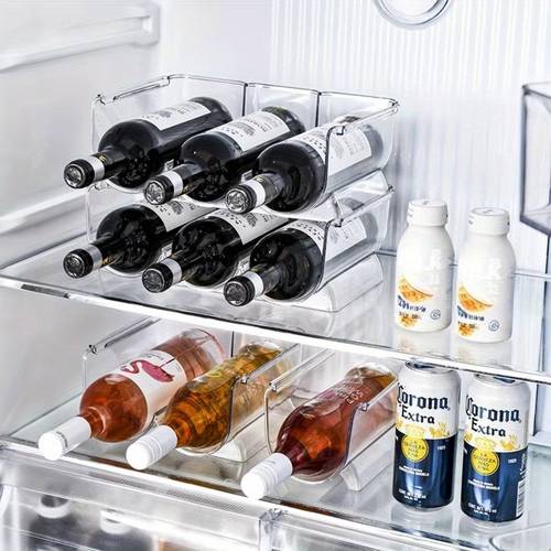 1pc single double triple stackable water bottle holders kitchen wine organizer stand organization rack refrigerator storage bins