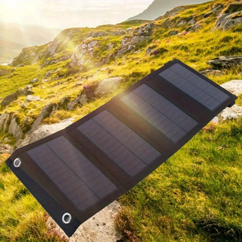 1pc 20w portable solar panel - usb-powered outdoor power bank with 4 usb ports, compact & lightweight design for camping, travel, home use - solar phone charger, camper accessories, solution, durable solar panel Product details 0