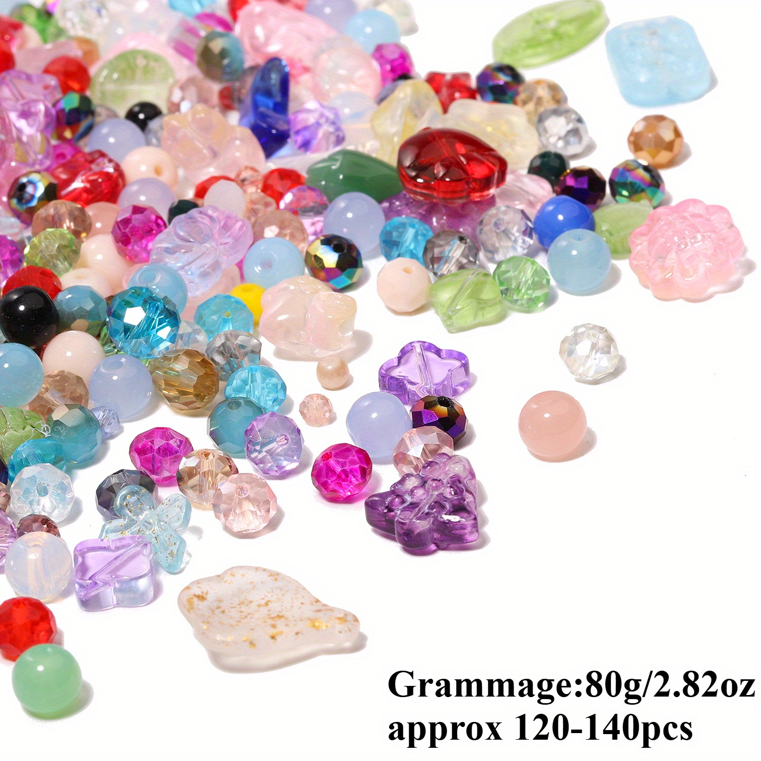 TEMU Beads And Bead Assortments - 80g Mixed Bulk Glass Beads Loose Spacer Beads For Jewelry Making - Ideal For Bracelets, Necklaces, Elegant Charms