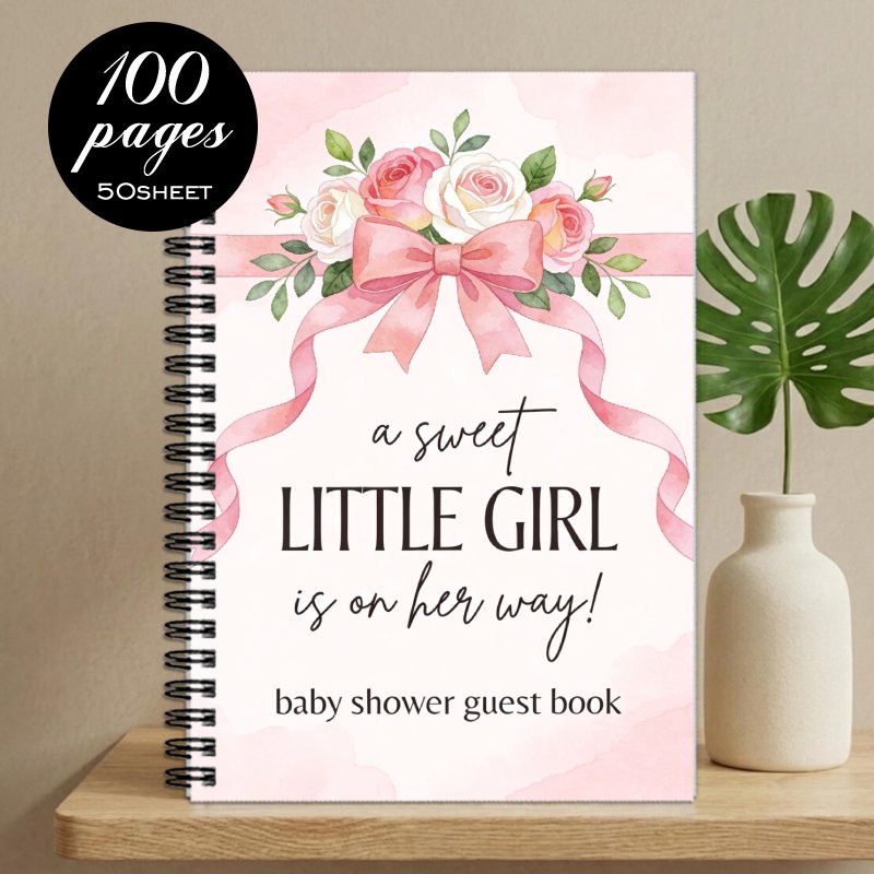 TEMU 1pc Of Baby Shower Guest Book, A Keepsake Album , Themed For A Lovely Little Girl, Suitable For Various Celebration Events, For New Mothers