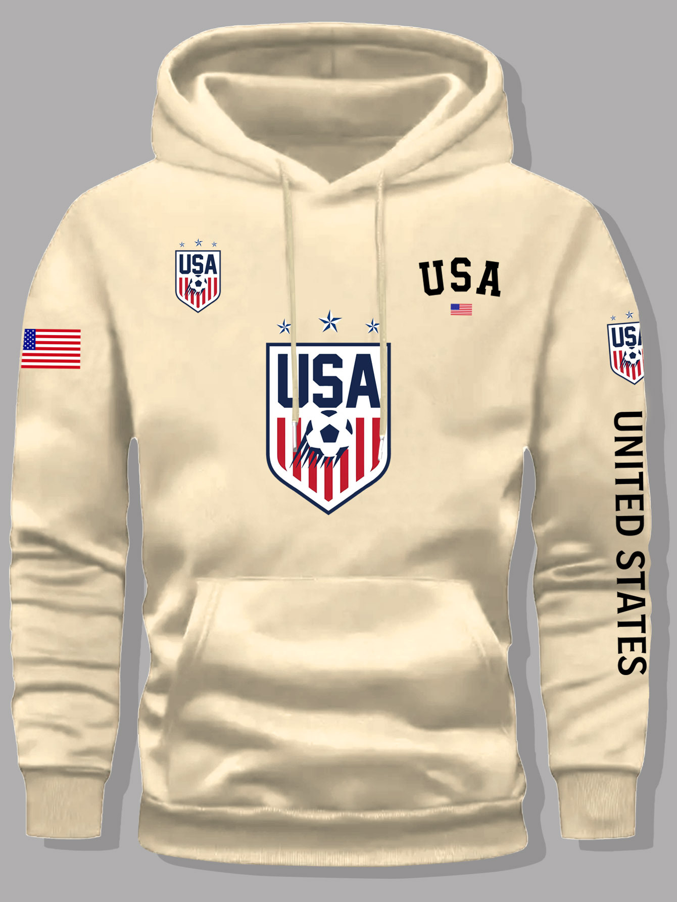 美国美国盾牌运动足球图案印花男士时尚休闲连帽衫连帽抓绒卫衣运动足球图案，美国国旗图案印花男女秋冬长袖夹克带帽套装学生情侣-, image size:800x1066