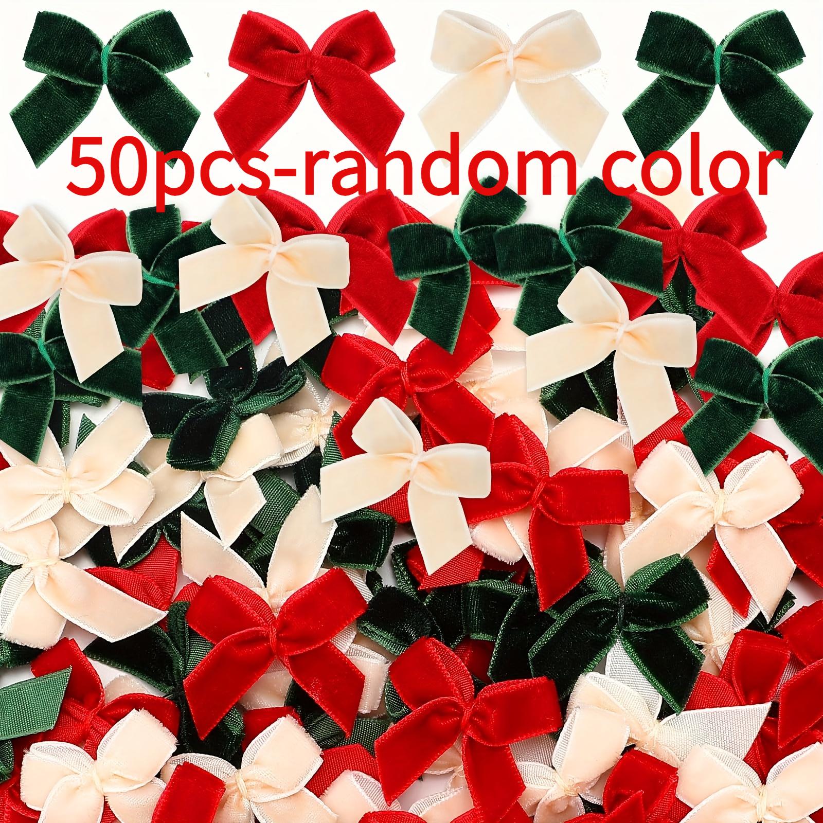 TEMU 50pcs/100pcs Mini Navideños de Terciopelo - , Verde, Beige y , Hechos a en /Materiales para Envolver Regalos ( de Cinta, Manualidades Navideñas,