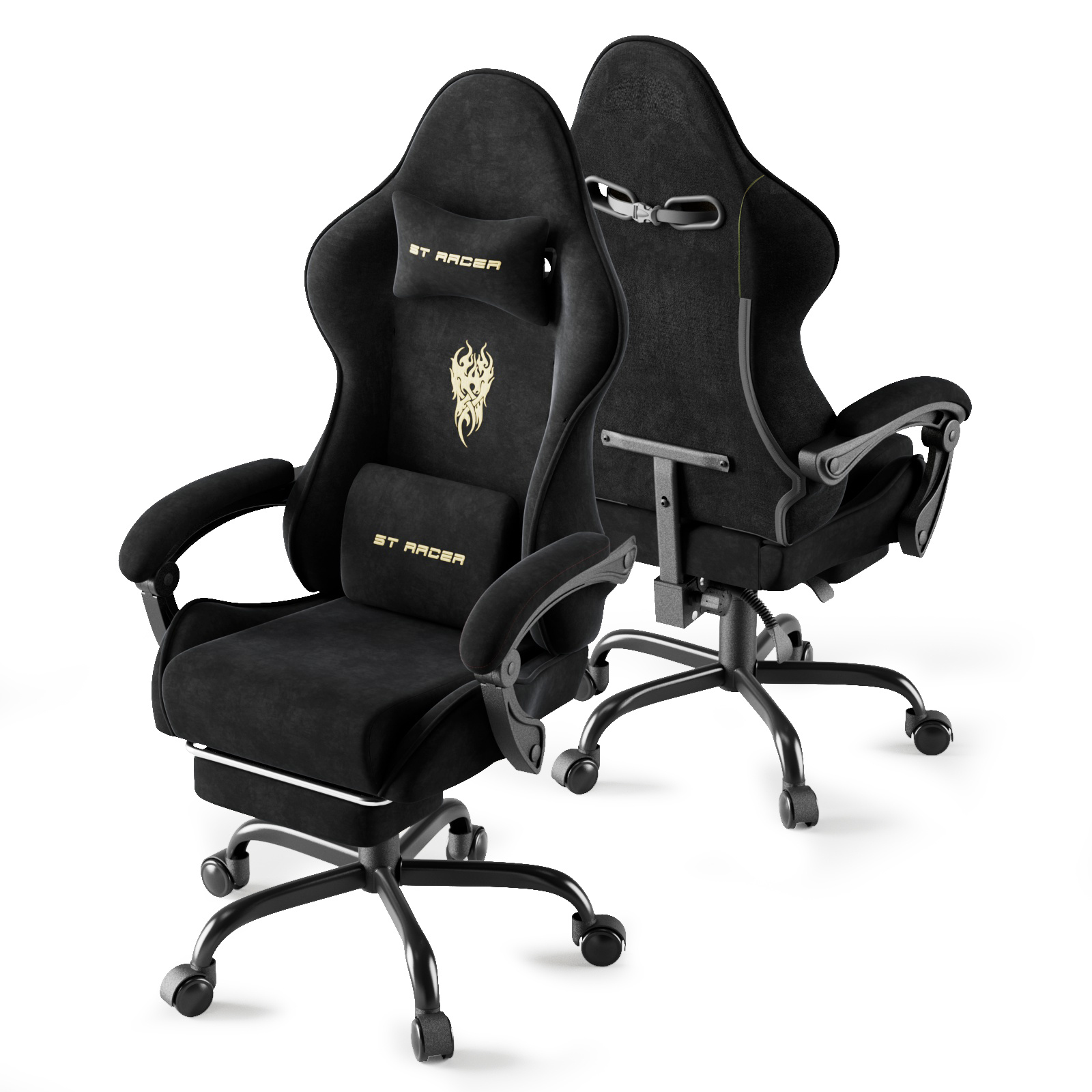 Office & Gaming Chair With Footrest - Height & Tilt Adjustable Computer Desk Chair, Padded Armrests Suitable For, Gaming, And - Assembly, Height-adjustable (no Wood)