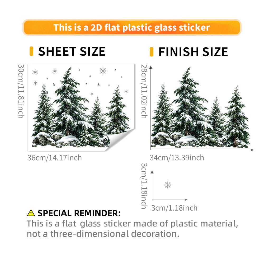 TEMU Snowy Christmas Window Sticker, 2d Flat Printing, Realistic Flat Illustration, Winter Christmas Atmosphere, Home Decor Window Surface Decoration