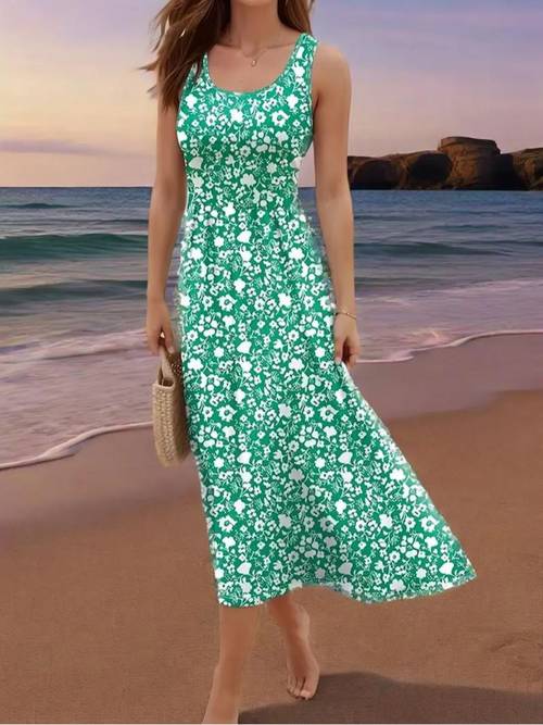 summer dresses for women 2025 sleeveless boho maxi sundress loose casual flowy beach dress midi dress