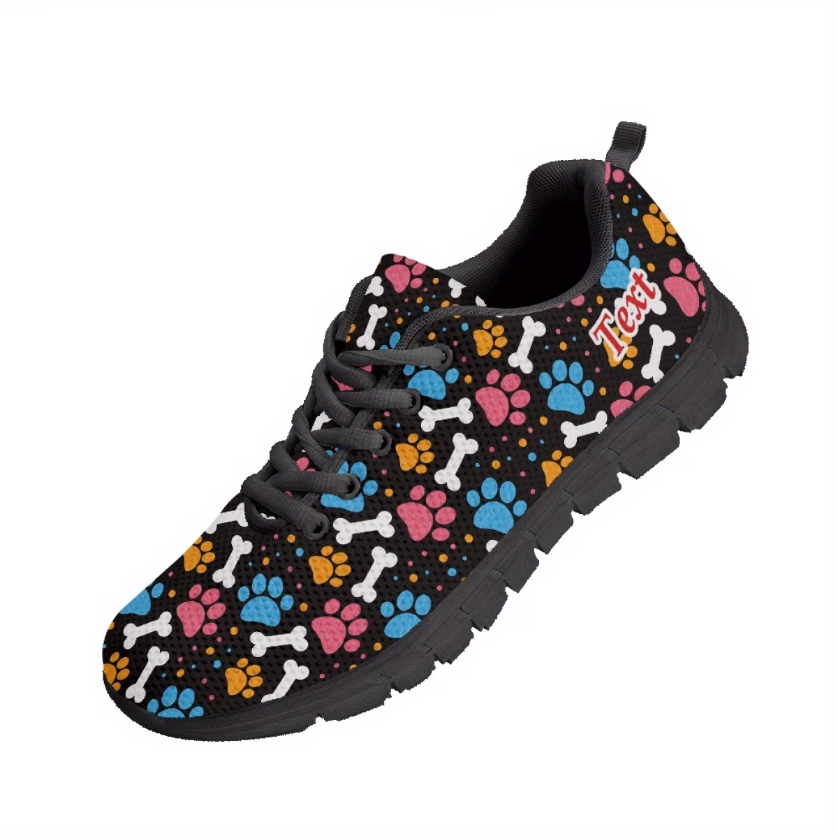 Customizable Name Colorful Dog Paw Print Non-Slip Lace-Up Sneakers...