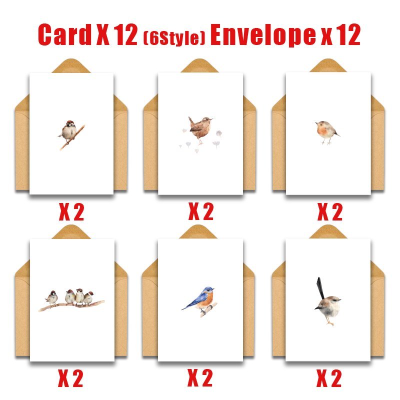 24pcs Watercolor Hummingbird Greeting Cards With Envelopes - 6 , All-occasion Cardx12 Style For Birthdays, Holidays, Appreciation, And More!