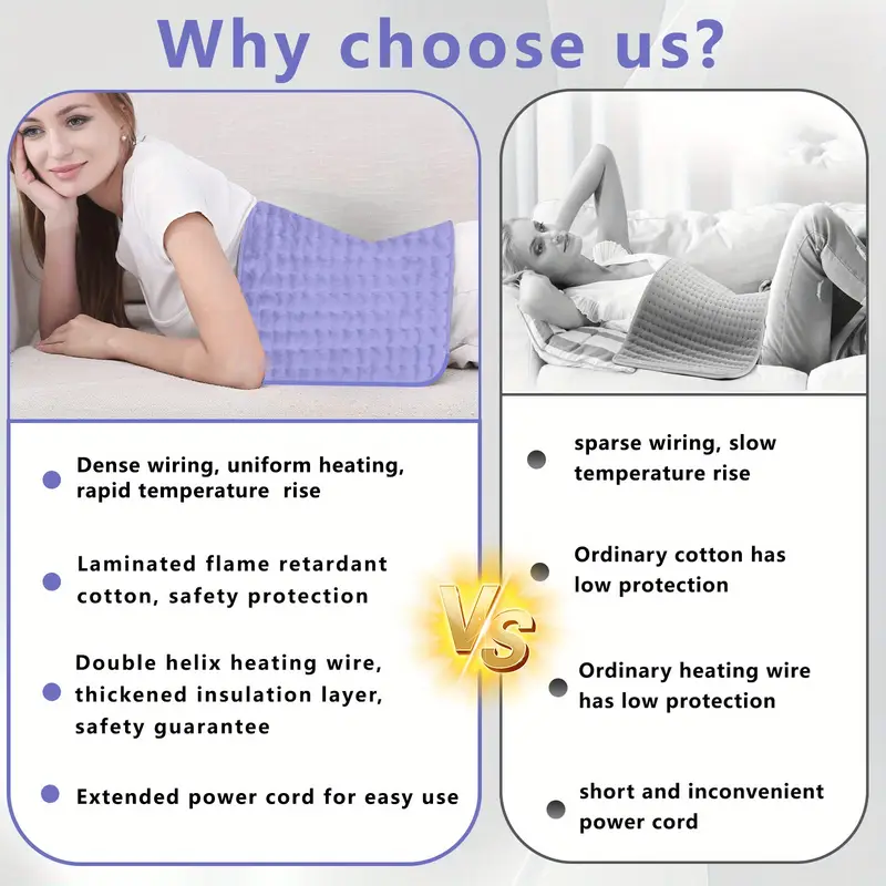 large size electric heating pad 24x12 portable shoulder back leg abdominal heating light beige friendly fabric quick heating to 140 f temperature control double sided heating 2 hour timer closed machine washable and dryable Product details 3