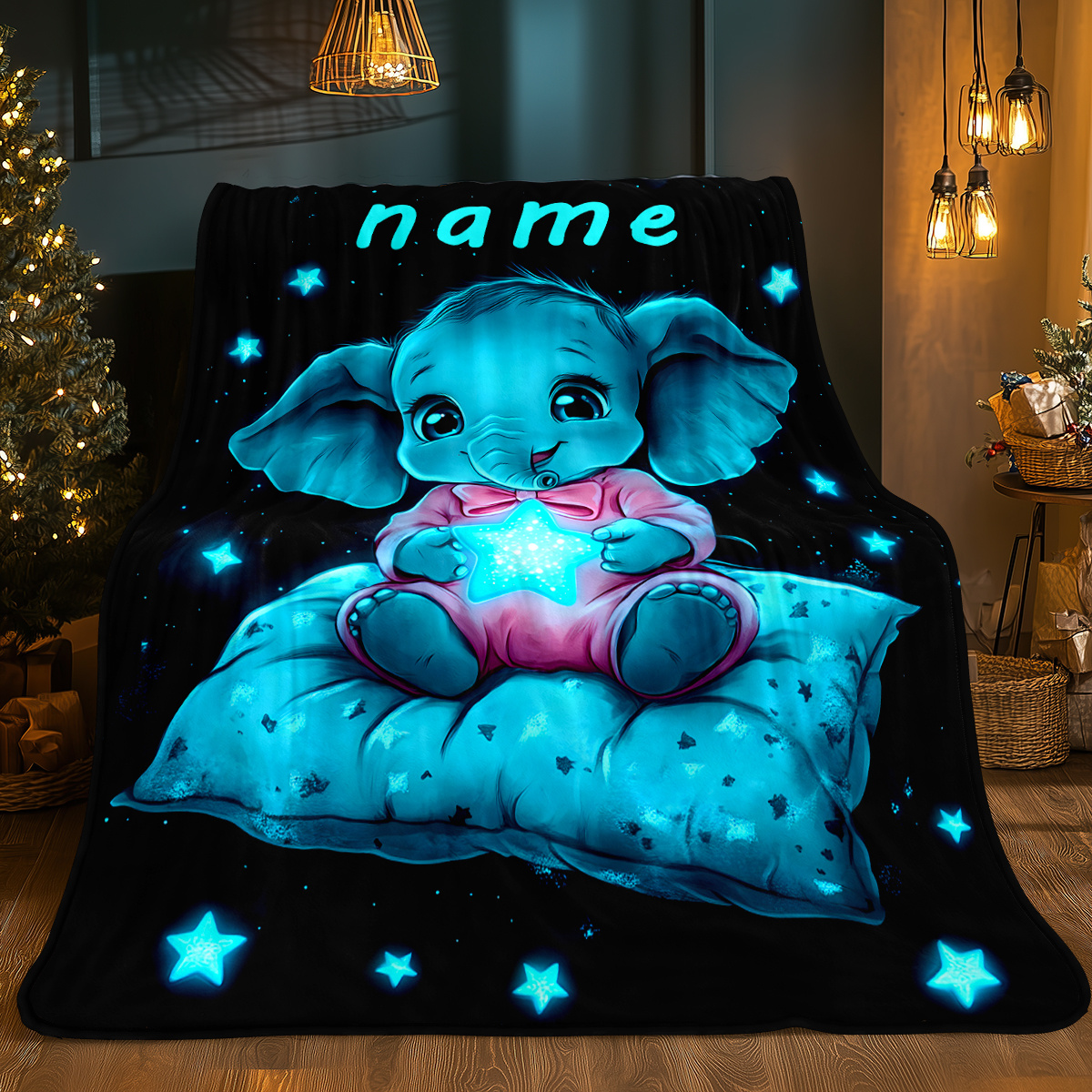 TEMU Coperta Personalizzata con - Elefantino che Raccoglie - in Flanella per Casa, Divani, , Viaggi, Campeggio, Soggiorni, , Sedie e - Morbida e in