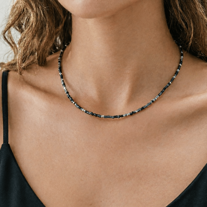 TEMU 1 pz, Stile Minimalista, Collana da Donna a , Collana di Perline Serie -Grigio, Materiale in Vetro, Adatta per Uso da Donna o come Regalo per ,