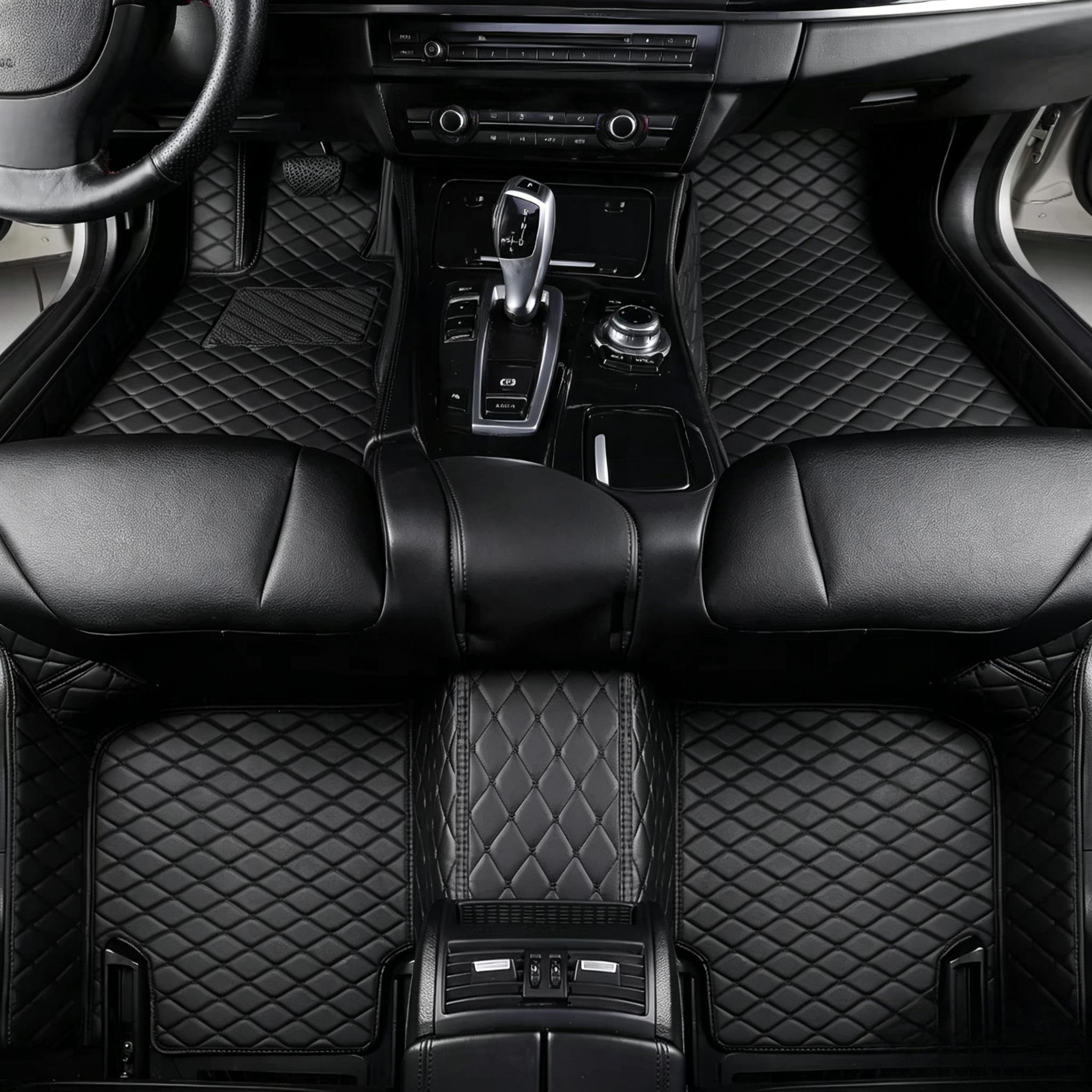 TEMU Juego de 5 alfombrillas de lujo para coche, de cuero sintético Pu, aptas para sedanes, camionetas y SUV, universal para todas , con protección